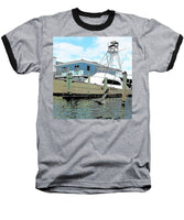 Flying Pelican By The Boat - Baseball T-Shirt