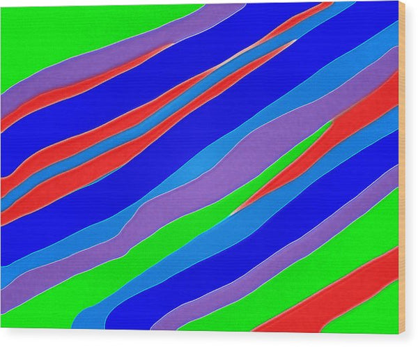 Colorful Toonish Stripes Abstract - Wood Print