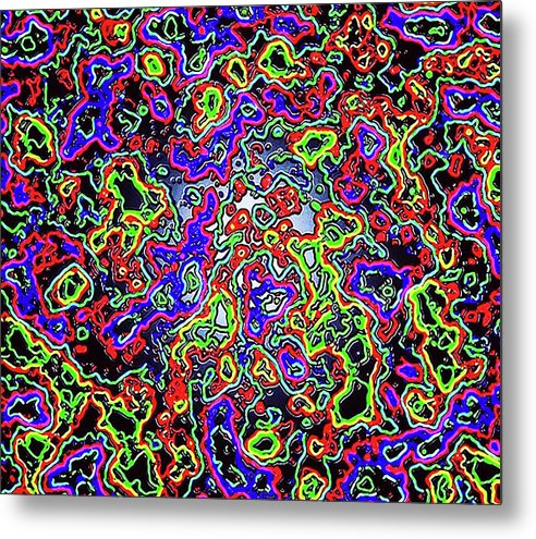 Glowing Color Lines Space Abstraction  - Metal Print
