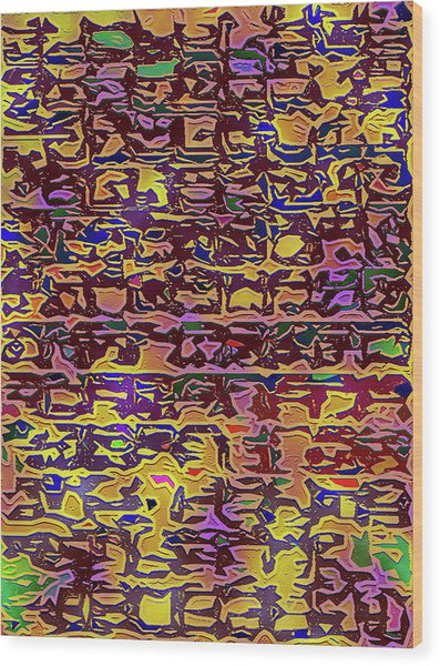 Golden Yellow and Mixed Colored Abstraction - Wood Print
