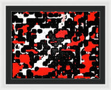 Red Black and White Spotted Abstraction - Framed Print