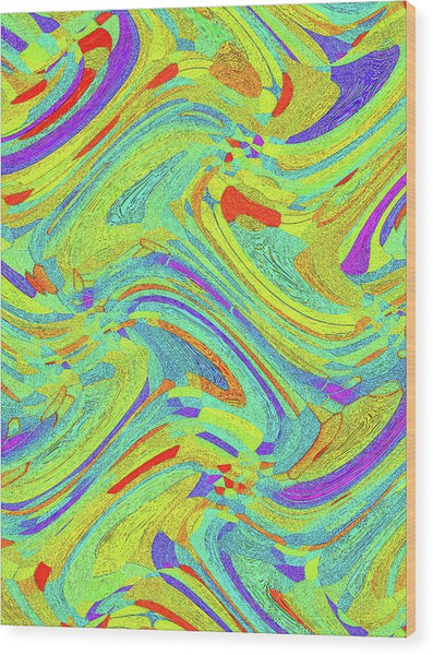Wavy Bright Colors Abstract - Wood Print